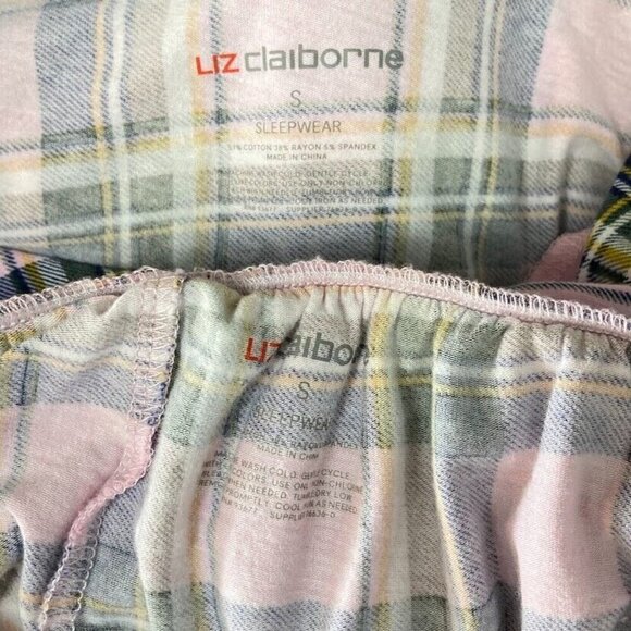 Liz Claiborne Plaid Short Sleeve Button Up Shirt And Capri PJ Lounge Set Small - Picture 6 of 6
